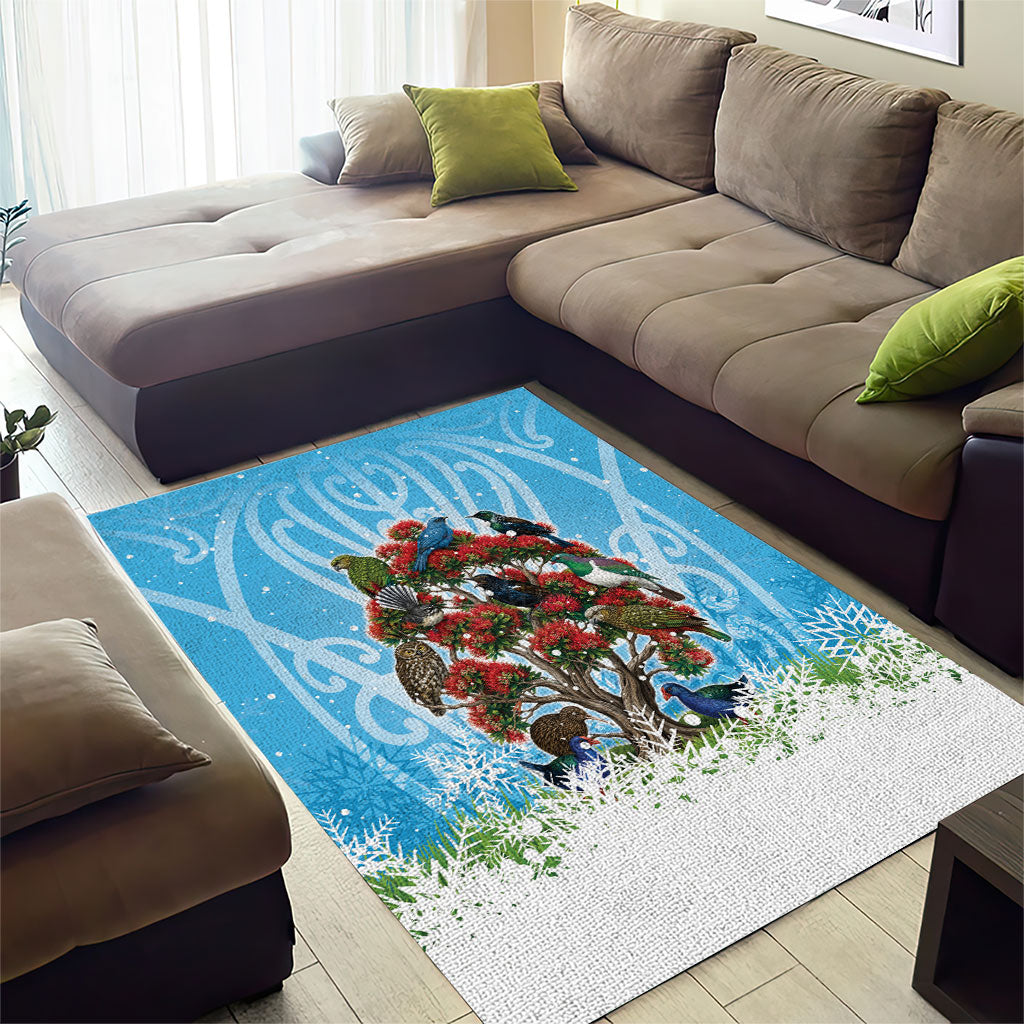 New Zealand Birds Christmas Area Rug Pohutukawa Xmas Tree LT05 - Polynesian Pride