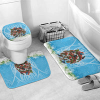 New Zealand Birds Christmas Bathroom Set Pohutukawa Xmas Tree LT05 Mat Set Only (3 pcs) One Size Blue - Polynesian Pride