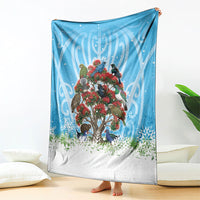 New Zealand Birds Christmas Blanket Pohutukawa Xmas Tree LT05 - Polynesian Pride