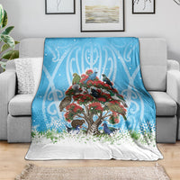 New Zealand Birds Christmas Blanket Pohutukawa Xmas Tree LT05 - Polynesian Pride