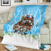 New Zealand Birds Christmas Blanket Pohutukawa Xmas Tree LT05 - Polynesian Pride