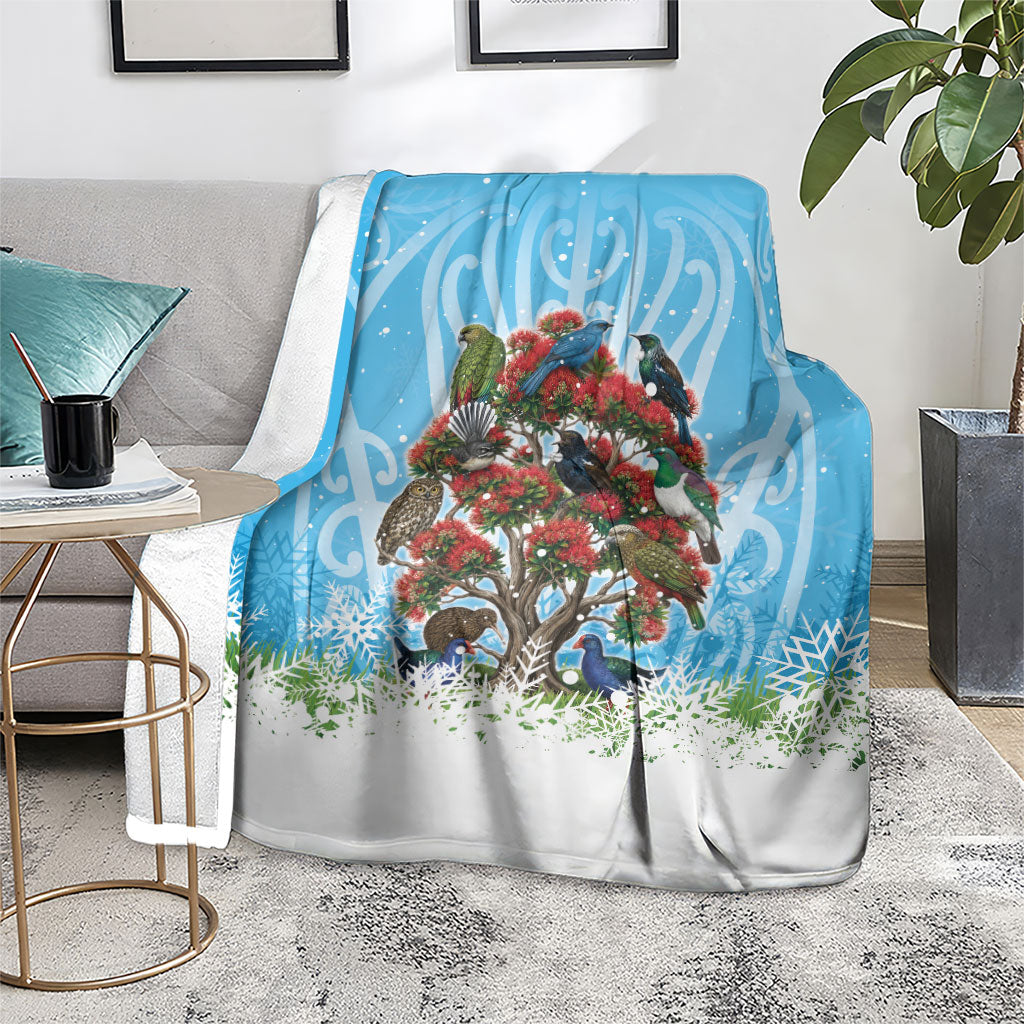 New Zealand Birds Christmas Blanket Pohutukawa Xmas Tree LT05 - Polynesian Pride