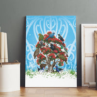 New Zealand Birds Christmas Canvas Wall Art Pohutukawa Xmas Tree LT05 - Polynesian Pride