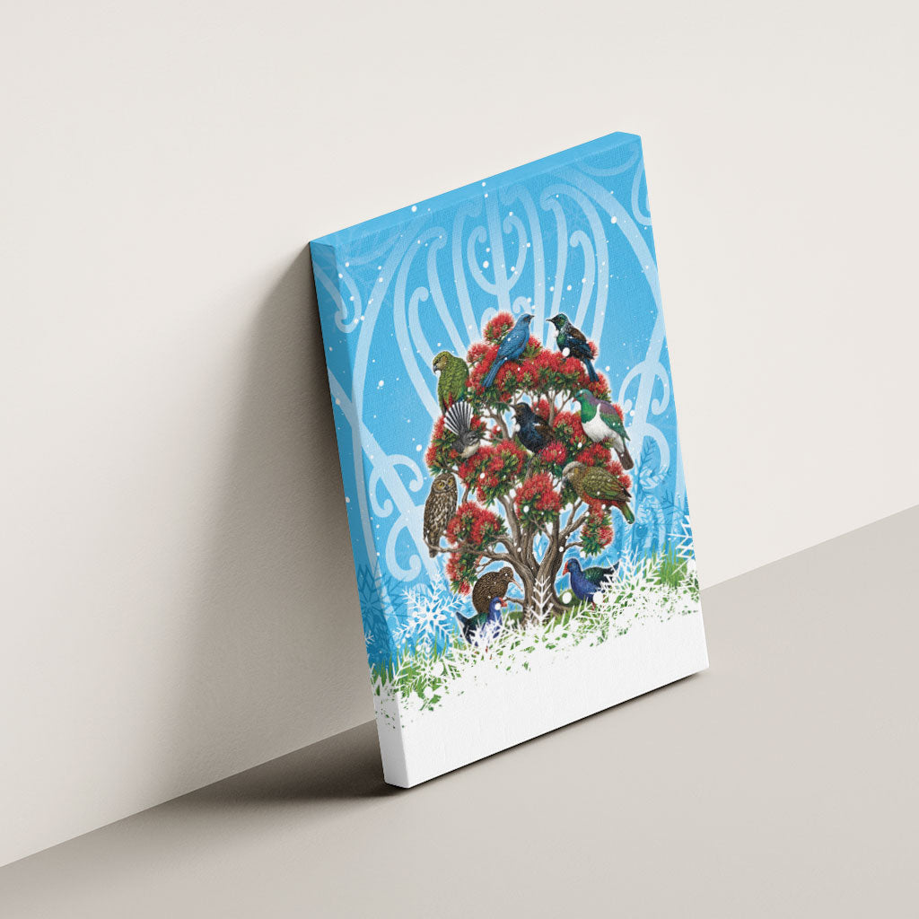 New Zealand Birds Christmas Canvas Wall Art Pohutukawa Xmas Tree LT05 - Polynesian Pride