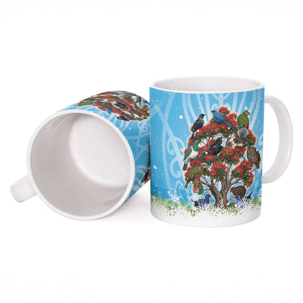 New Zealand Birds Christmas Ceramic Mug Pohutukawa Xmas Tree LT05 - Polynesian Pride