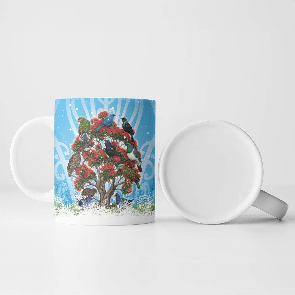 New Zealand Birds Christmas Ceramic Mug Pohutukawa Xmas Tree LT05 - Polynesian Pride