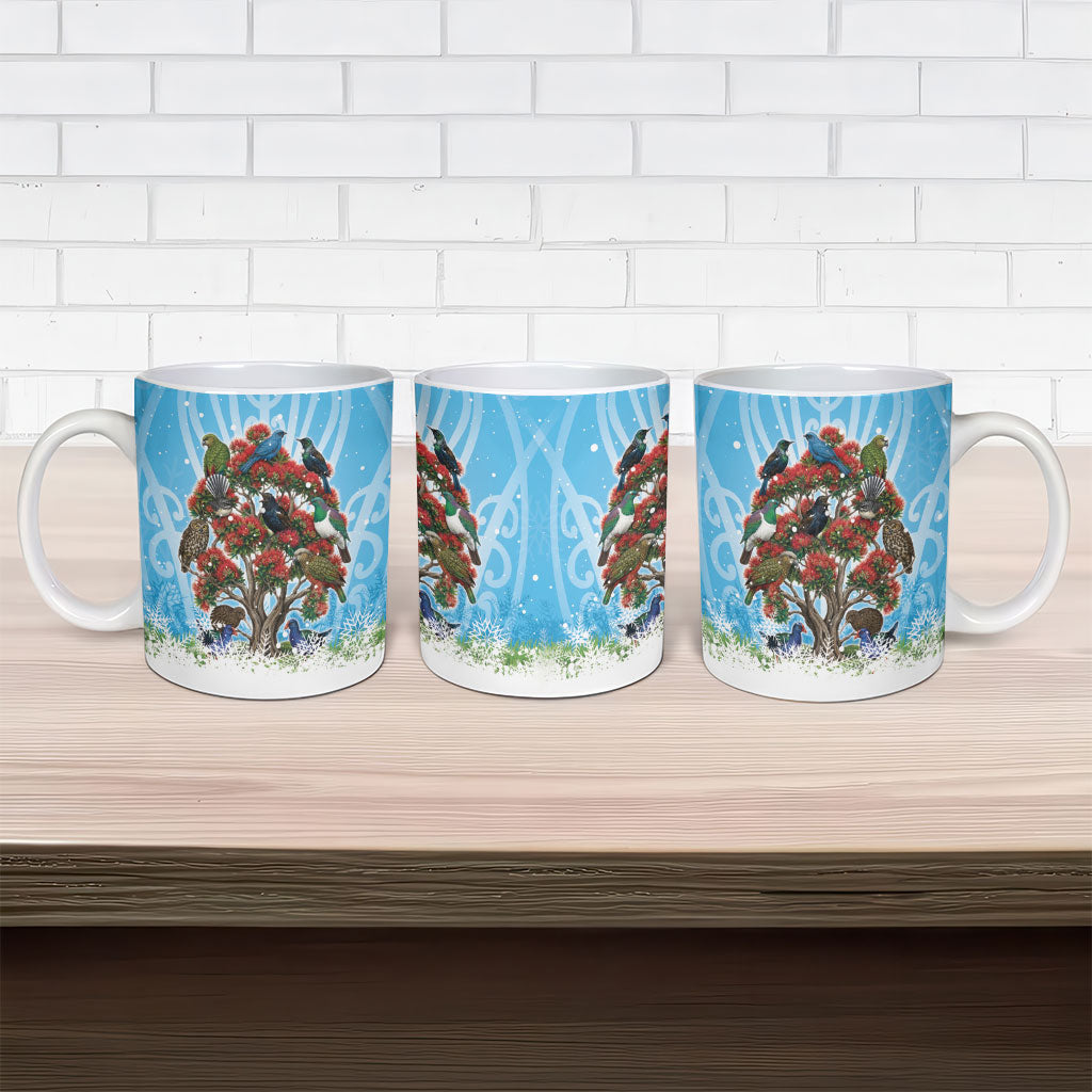New Zealand Birds Christmas Ceramic Mug Pohutukawa Xmas Tree LT05 - Polynesian Pride