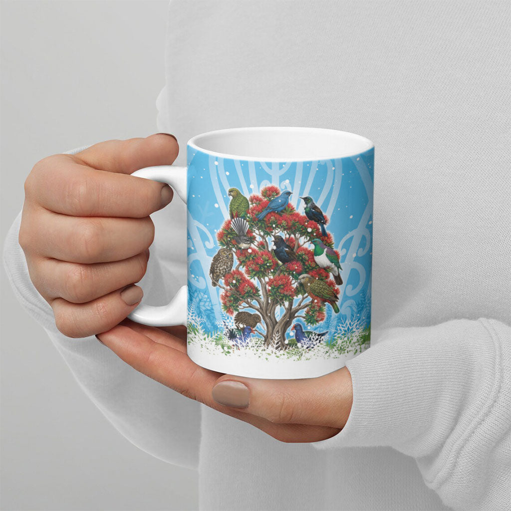 New Zealand Birds Christmas Ceramic Mug Pohutukawa Xmas Tree LT05 - Polynesian Pride