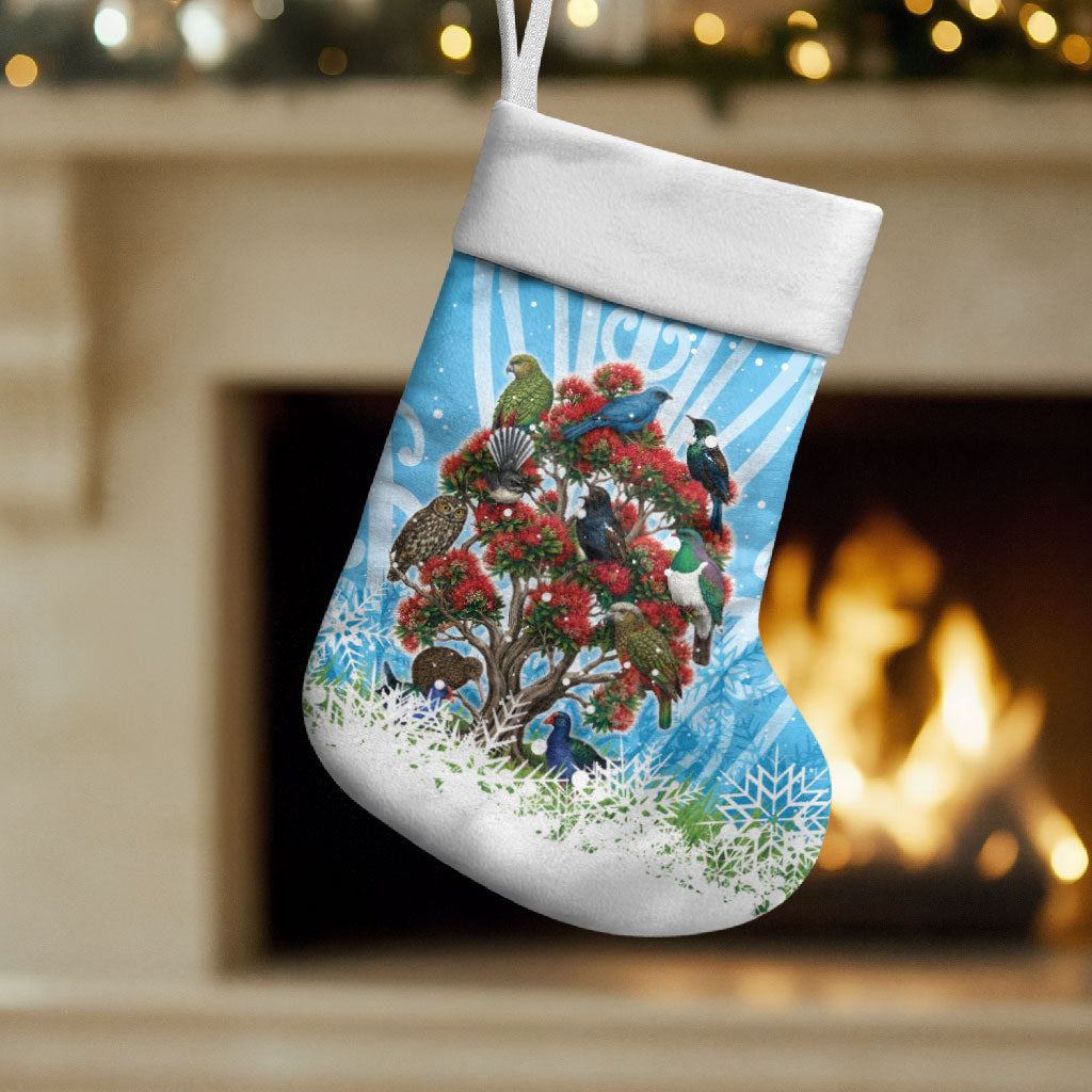 New Zealand Birds Christmas Stocking Pohutukawa Xmas Tree LT05 Set of 2 Blue - Polynesian Pride