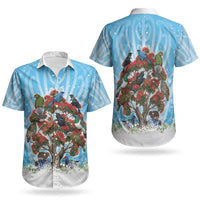 New Zealand Birds Christmas Couples Matching Puletasi and Hawaiian Shirt Pohutukawa Xmas Tree LT05 - Polynesian Pride