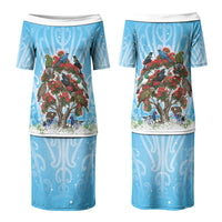 New Zealand Birds Christmas Couples Matching Puletasi and Hawaiian Shirt Pohutukawa Xmas Tree LT05 - Polynesian Pride