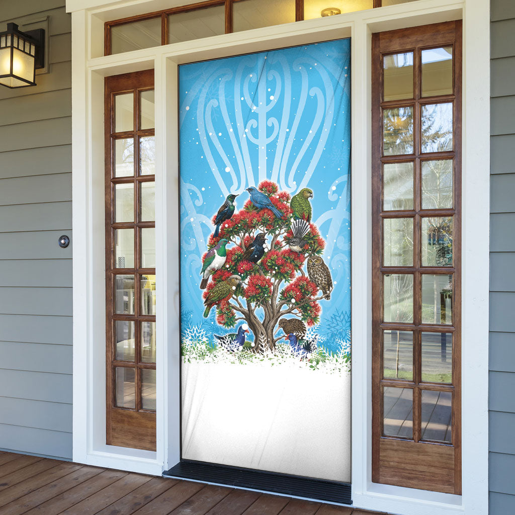 New Zealand Birds Christmas Door Cover Pohutukawa Xmas Tree LT05 - Polynesian Pride