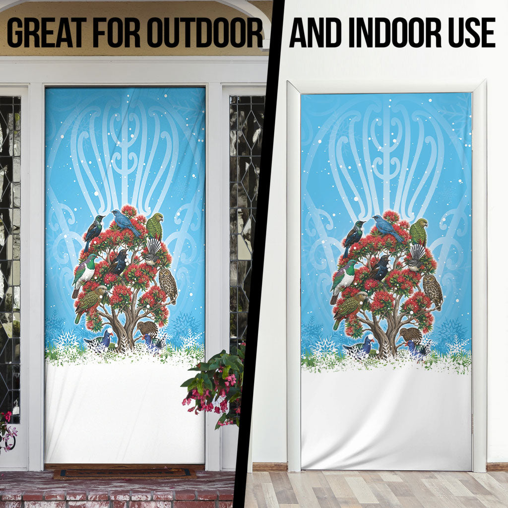 New Zealand Birds Christmas Door Cover Pohutukawa Xmas Tree LT05 - Polynesian Pride