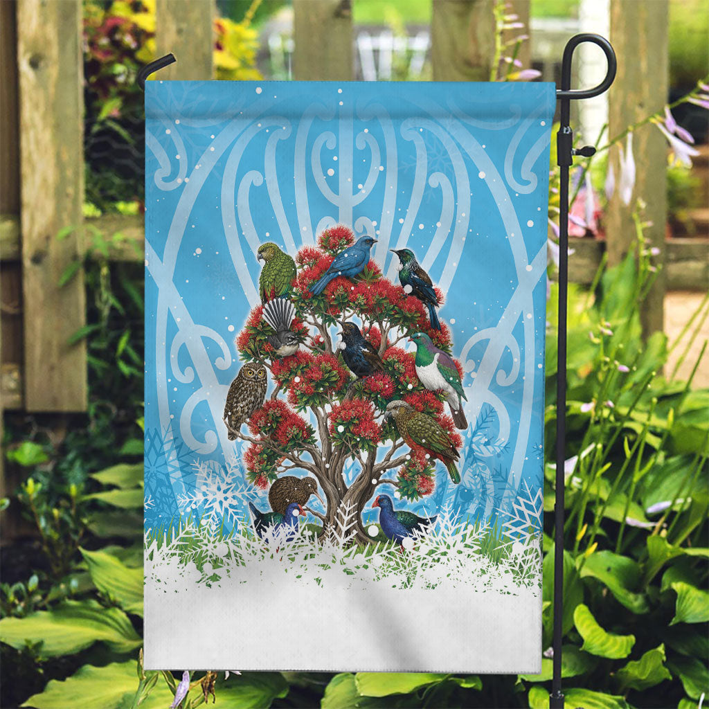 New Zealand Birds Christmas Garden Flag Pohutukawa Xmas Tree LT05 Garden Flag Blue - Polynesian Pride