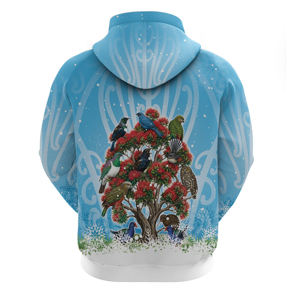 New Zealand Birds Christmas Hoodie Pohutukawa Xmas Tree LT05 - Polynesian Pride