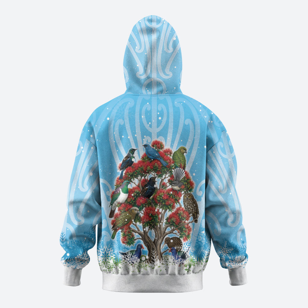 New Zealand Birds Christmas Hoodie Pohutukawa Xmas Tree LT05 - Polynesian Pride