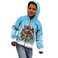 New Zealand Birds Christmas Kid Hoodie Pohutukawa Xmas Tree LT05 - Polynesian Pride