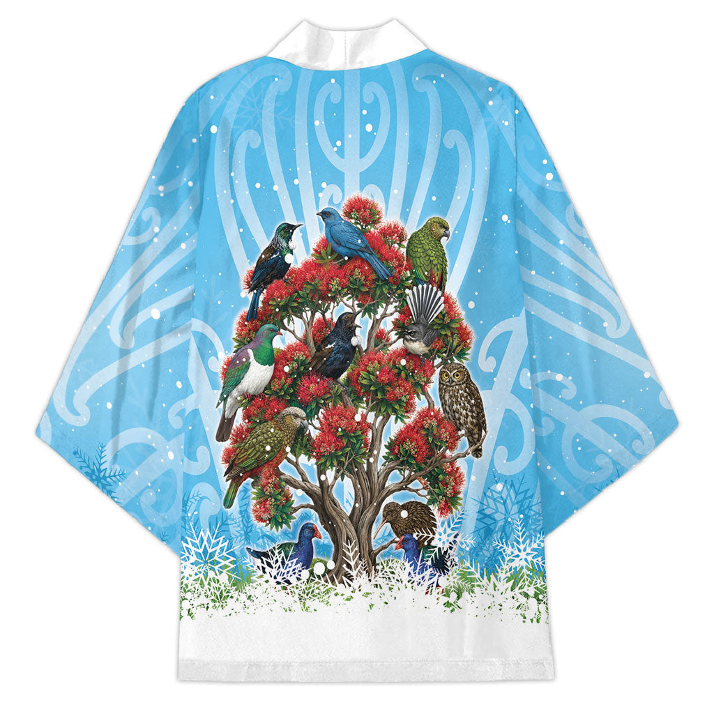 New Zealand Birds Christmas Kimono Pohutukawa Xmas Tree LT05 - Polynesian Pride