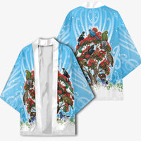 New Zealand Birds Christmas Kimono Pohutukawa Xmas Tree LT05 - Polynesian Pride