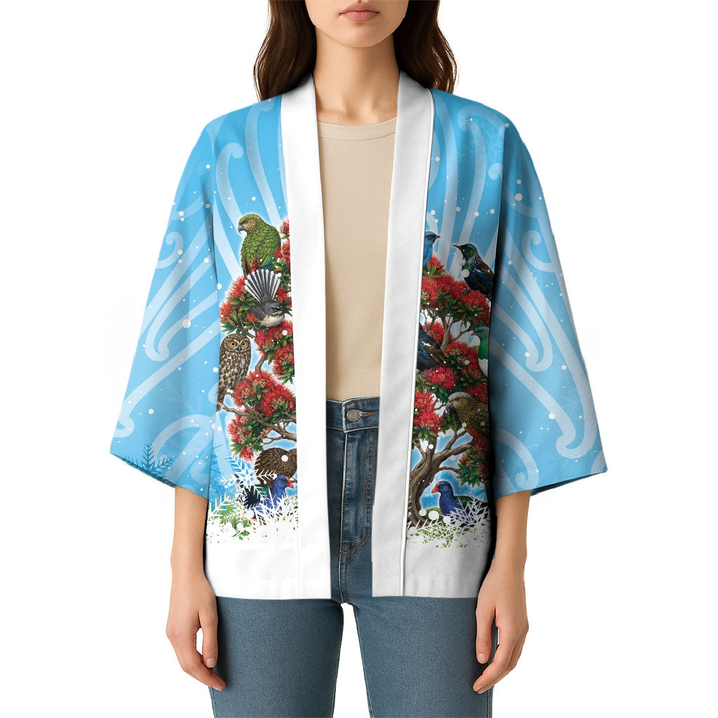 New Zealand Birds Christmas Kimono Pohutukawa Xmas Tree LT05 - Polynesian Pride