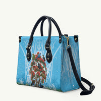 New Zealand Birds Christmas Leather Bag Pohutukawa Xmas Tree LT05 Blue - Polynesian Pride