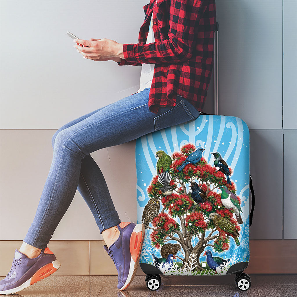 New Zealand Birds Christmas Luggage Cover Pohutukawa Xmas Tree LT05 - Polynesian Pride