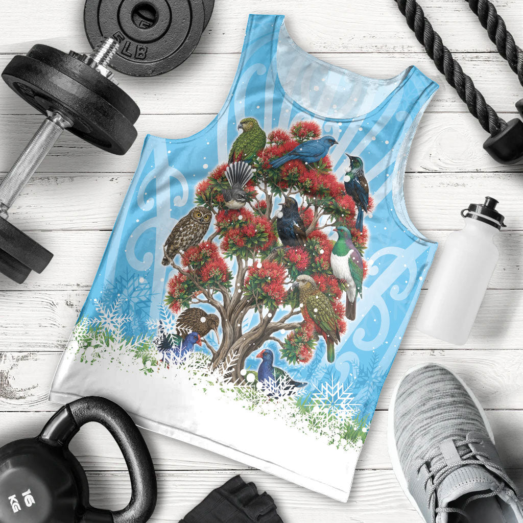 New Zealand Birds Christmas Men Tank Top Pohutukawa Xmas Tree LT05 - Polynesian Pride