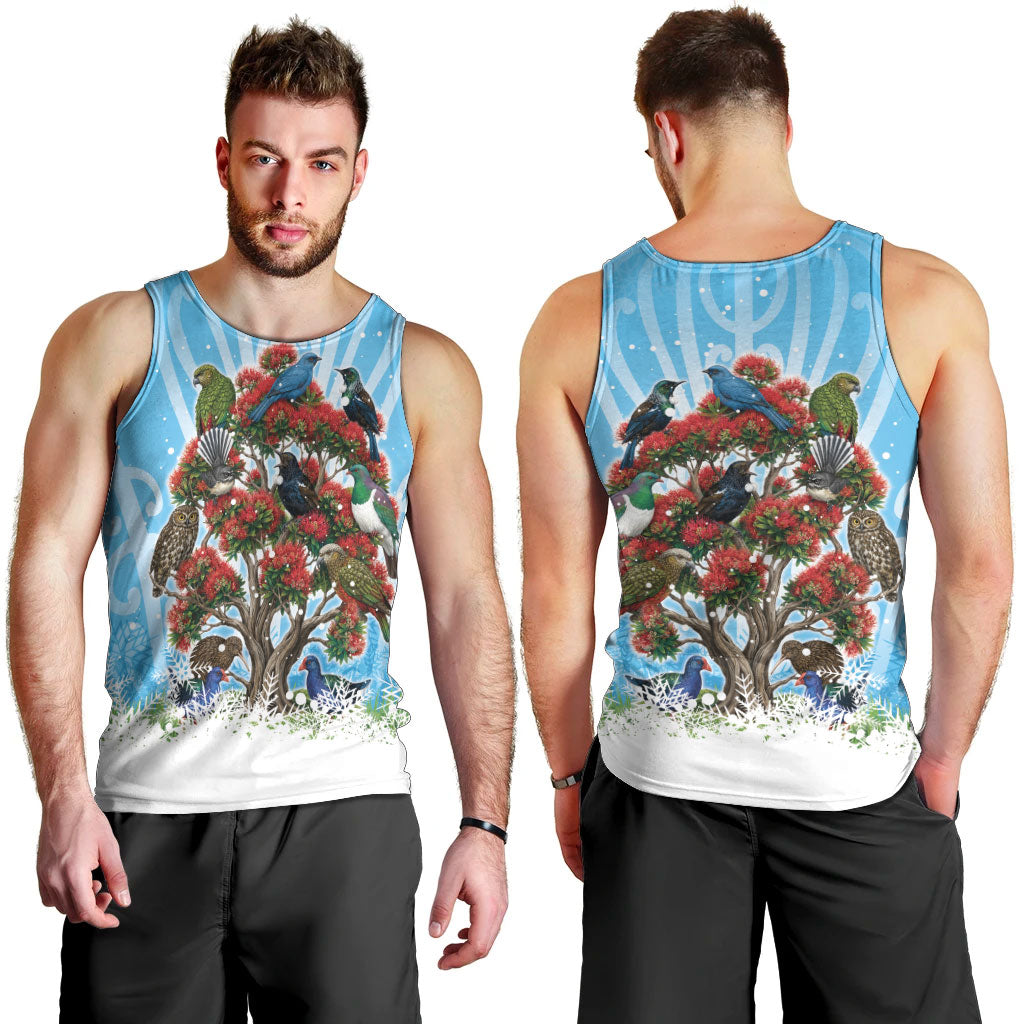 New Zealand Birds Christmas Men Tank Top Pohutukawa Xmas Tree LT05 - Polynesian Pride