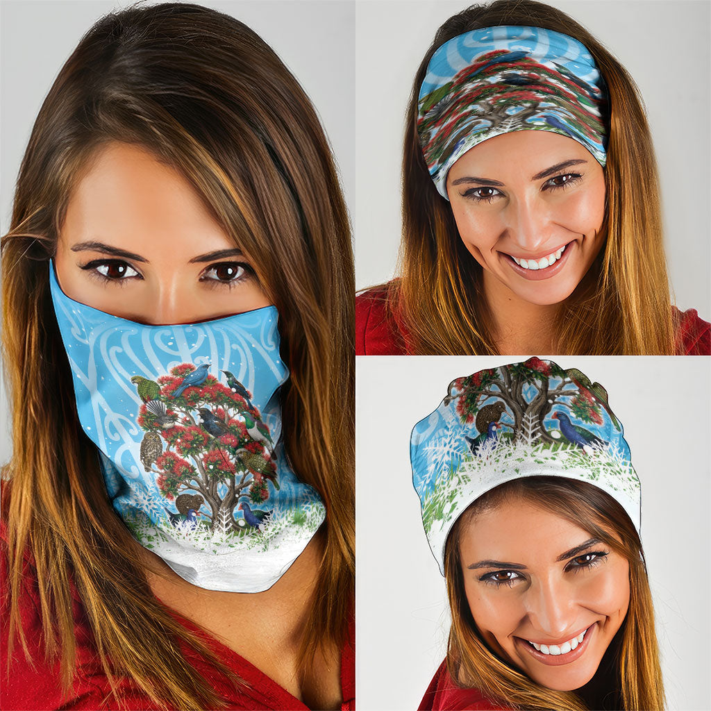 New Zealand Birds Christmas Neck Gaiter Pohutukawa Xmas Tree LT05 - Polynesian Pride
