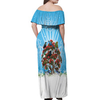 New Zealand Birds Christmas Off Shoulder Maxi Dress Pohutukawa Xmas Tree LT05 - Polynesian Pride