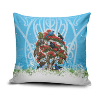 New Zealand Birds Christmas Pillow Cover Pohutukawa Xmas Tree LT05 Blue - Polynesian Pride