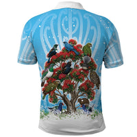 New Zealand Birds Christmas Polo Shirt Pohutukawa Xmas Tree LT05 - Polynesian Pride