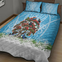 New Zealand Birds Christmas Quilt Bed Set Pohutukawa Xmas Tree LT05 - Polynesian Pride