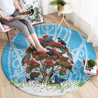 New Zealand Birds Christmas Round Carpet Pohutukawa Xmas Tree LT05 - Polynesian Pride