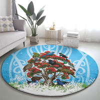New Zealand Birds Christmas Round Carpet Pohutukawa Xmas Tree LT05 - Polynesian Pride