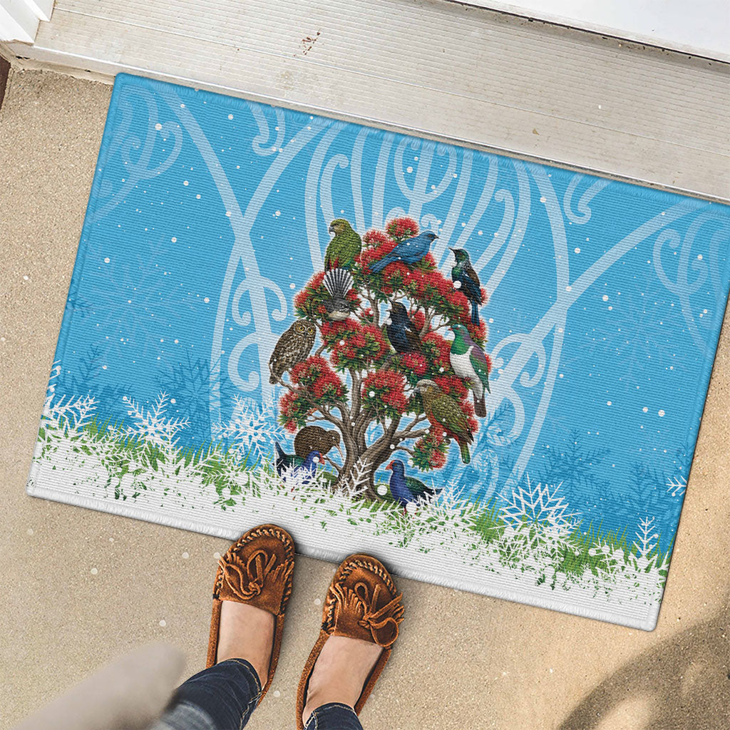 New Zealand Birds Christmas Rubber Doormat Pohutukawa Xmas Tree LT05 - Polynesian Pride