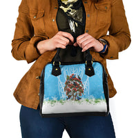 New Zealand Birds Christmas Shoulder Handbag Pohutukawa Xmas Tree LT05 - Polynesian Pride
