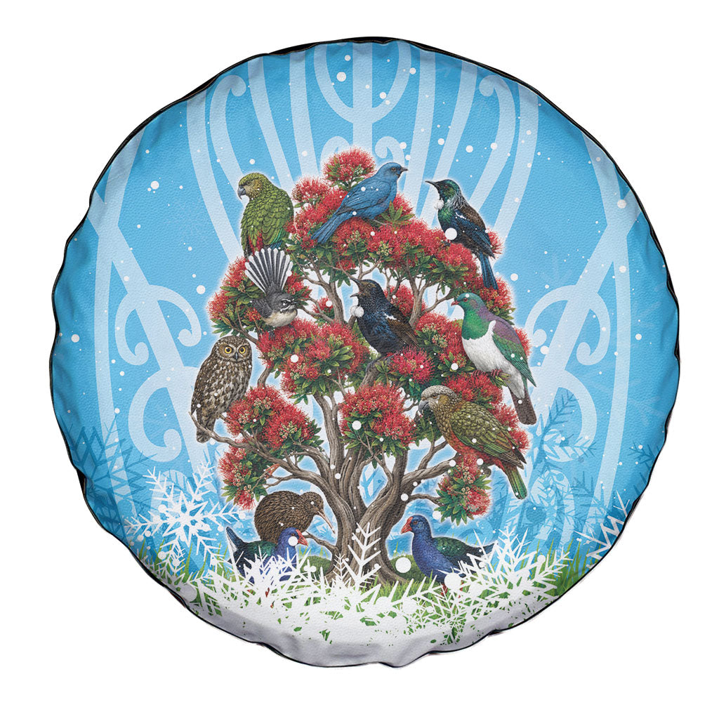 New Zealand Birds Christmas Spare Tire Cover Pohutukawa Xmas Tree LT05 - Polynesian Pride