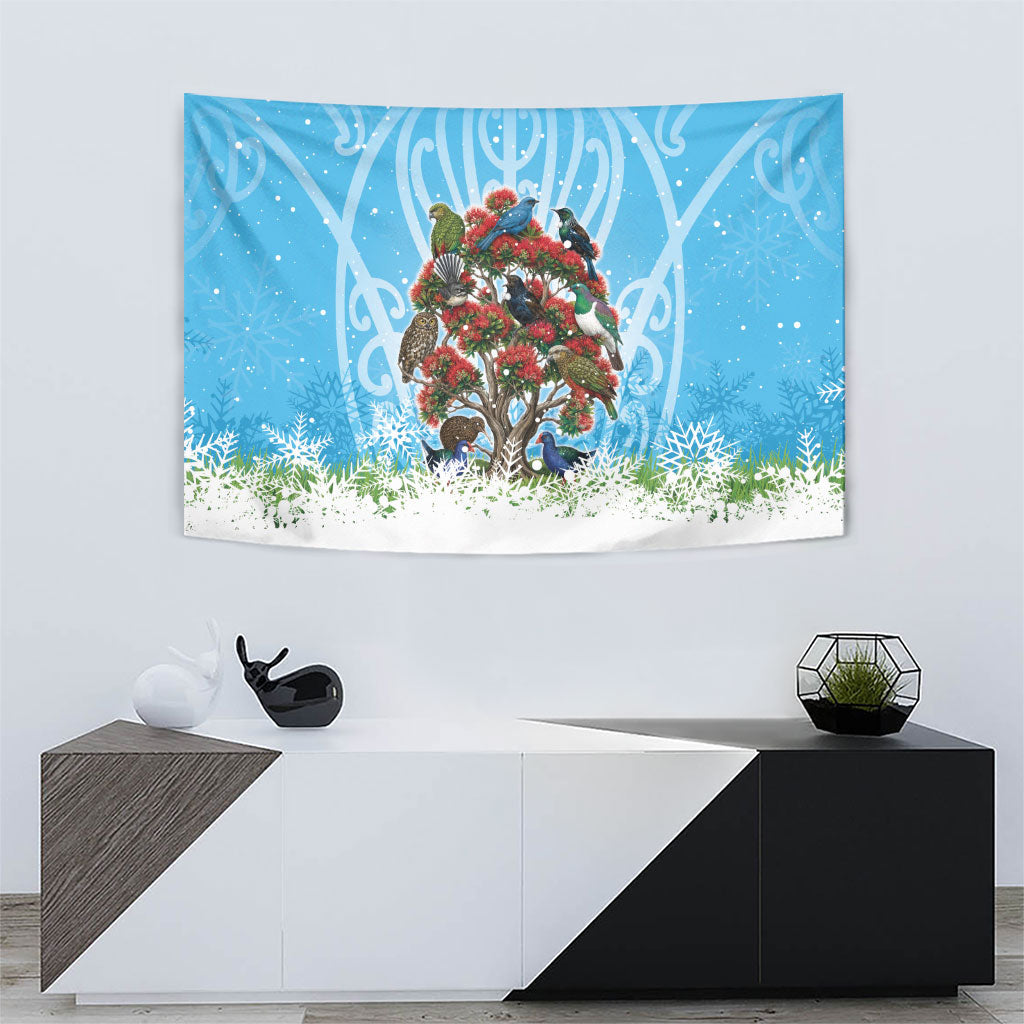 New Zealand Birds Christmas Tapestry Pohutukawa Xmas Tree LT05 - Polynesian Pride