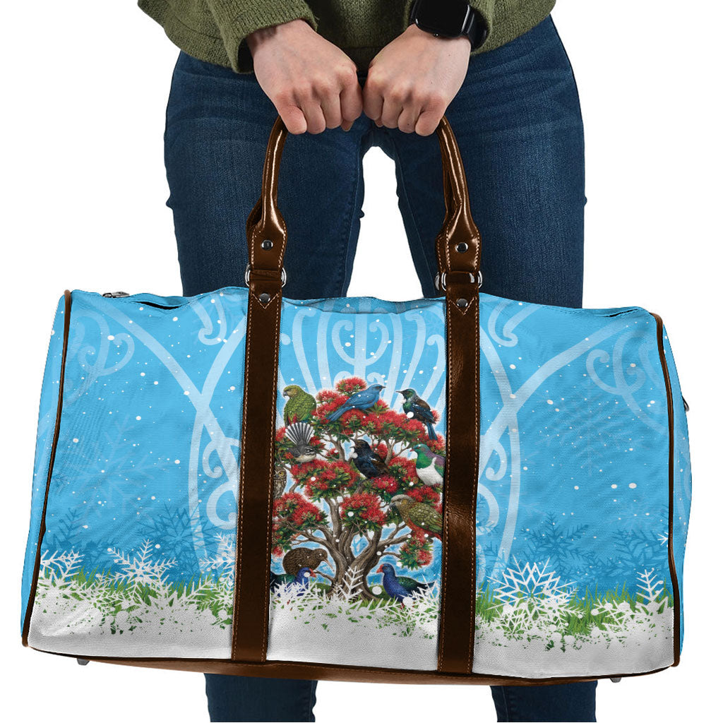 New Zealand Birds Christmas Travel Bag Pohutukawa Xmas Tree LT05 Blue - Polynesian Pride