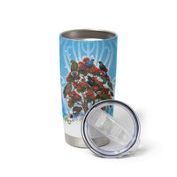 New Zealand Birds Christmas Tumbler Cup Pohutukawa Xmas Tree LT05 - Polynesian Pride