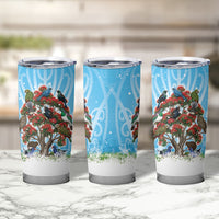 New Zealand Birds Christmas Tumbler Cup Pohutukawa Xmas Tree LT05 - Polynesian Pride