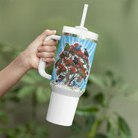 New Zealand Birds Christmas Tumbler With Handle Pohutukawa Xmas Tree LT05 - Polynesian Pride