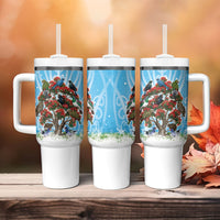 New Zealand Birds Christmas Tumbler With Handle Pohutukawa Xmas Tree LT05 - Polynesian Pride