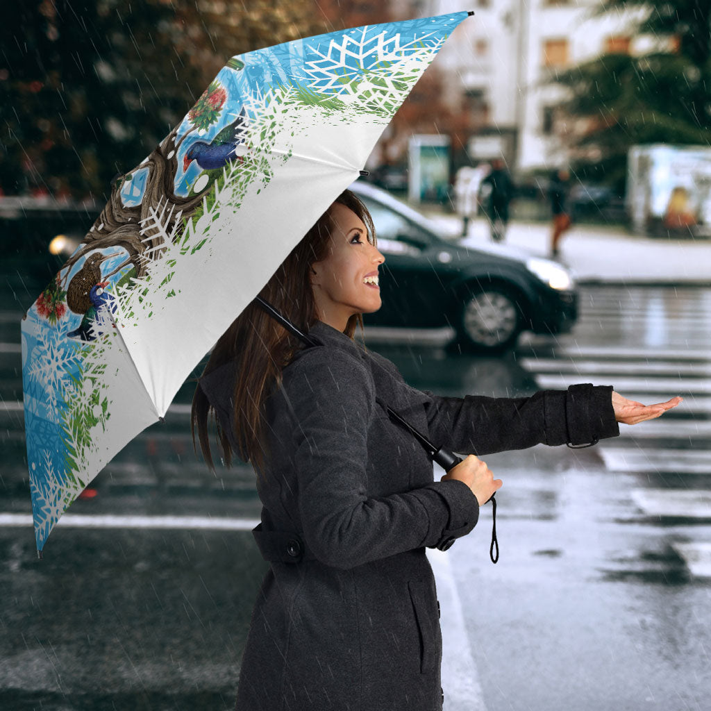 New Zealand Birds Christmas Umbrella Pohutukawa Xmas Tree LT05 - Polynesian Pride