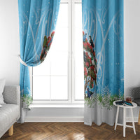New Zealand Birds Christmas Window Curtain Pohutukawa Xmas Tree LT05 - Polynesian Pride