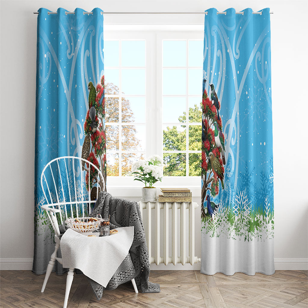 New Zealand Birds Christmas Window Curtain Pohutukawa Xmas Tree LT05 - Polynesian Pride