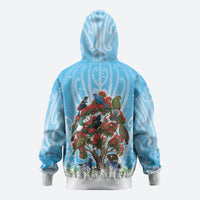 New Zealand Birds Christmas Zip Hoodie Pohutukawa Xmas Tree LT05 - Polynesian Pride