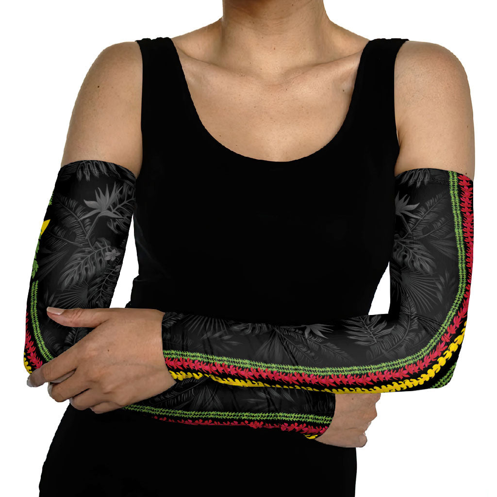 Hawaii Lei Kanaka Maoli Flag Arm Sleeves Tropical Vibes LT05 - Polynesian Pride