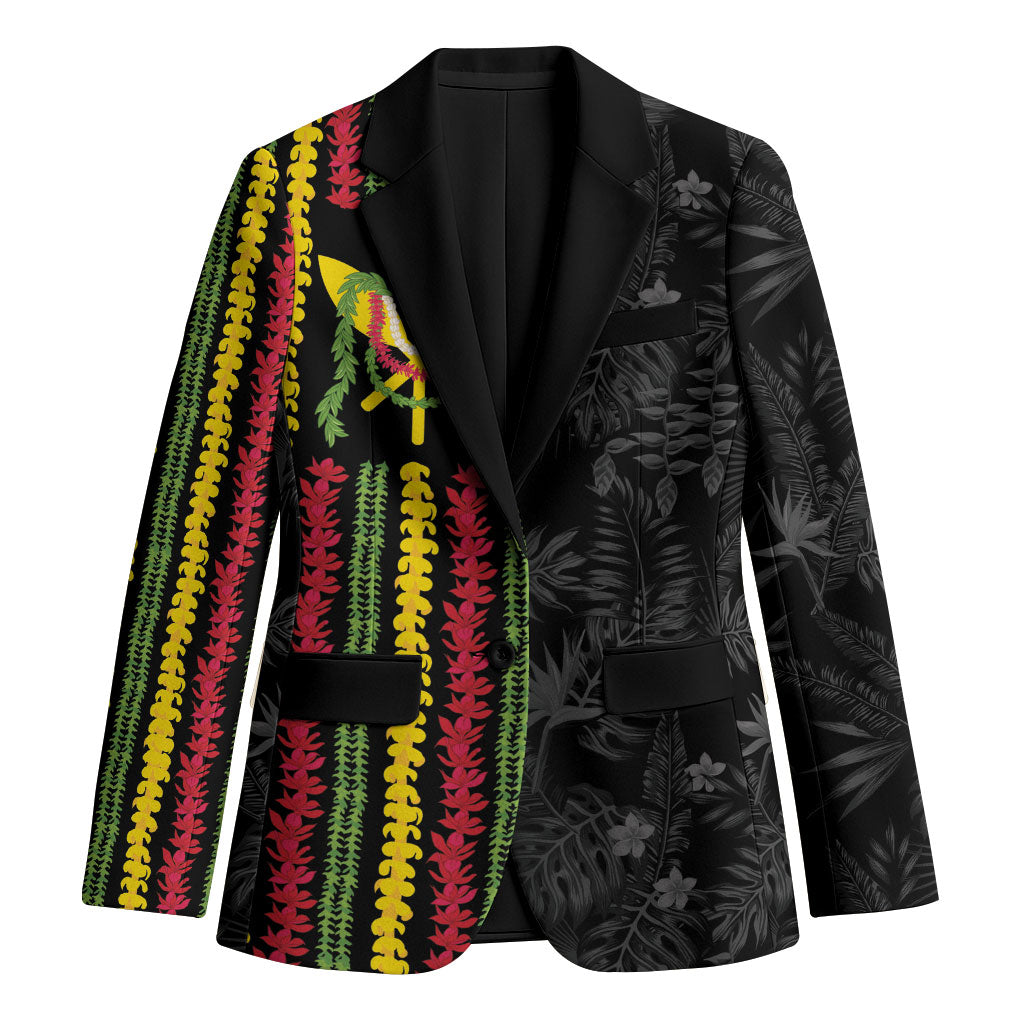 Hawaii Lei Kanaka Maoli Flag Blazer Tropical Vibes LT05 Unisex Black - Polynesian Pride
